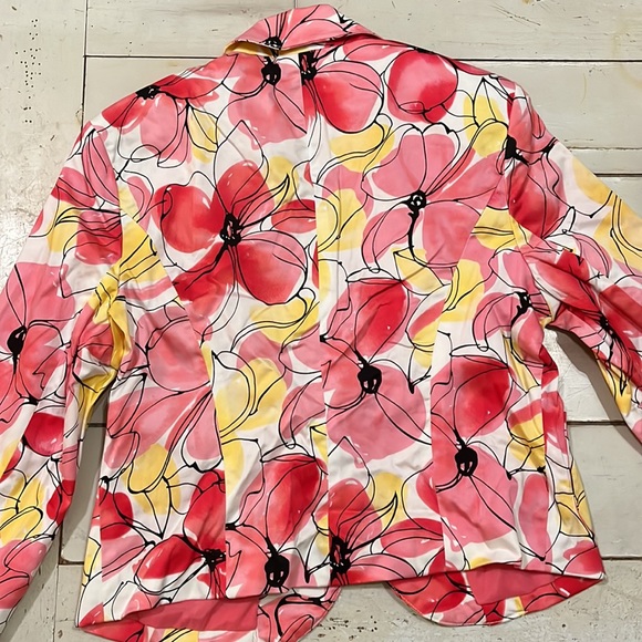 George Stretch Women Y2K Blazer 10 Cropped Stretch Shoulder Pads Floral Abstract - Picture 5 of 7